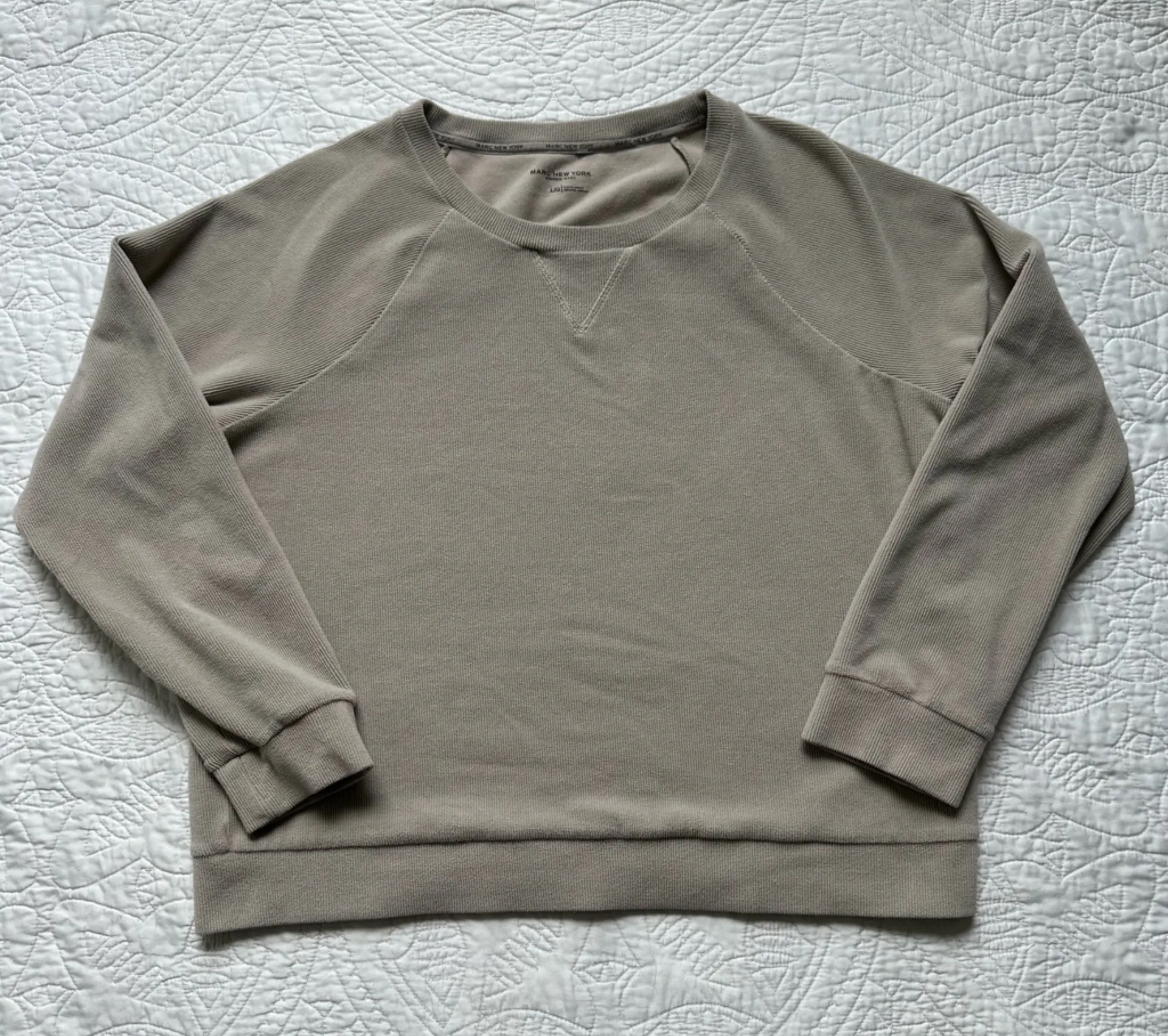 Marc New York Light Tan Textured Crewneck Sweatshirt - Image 1