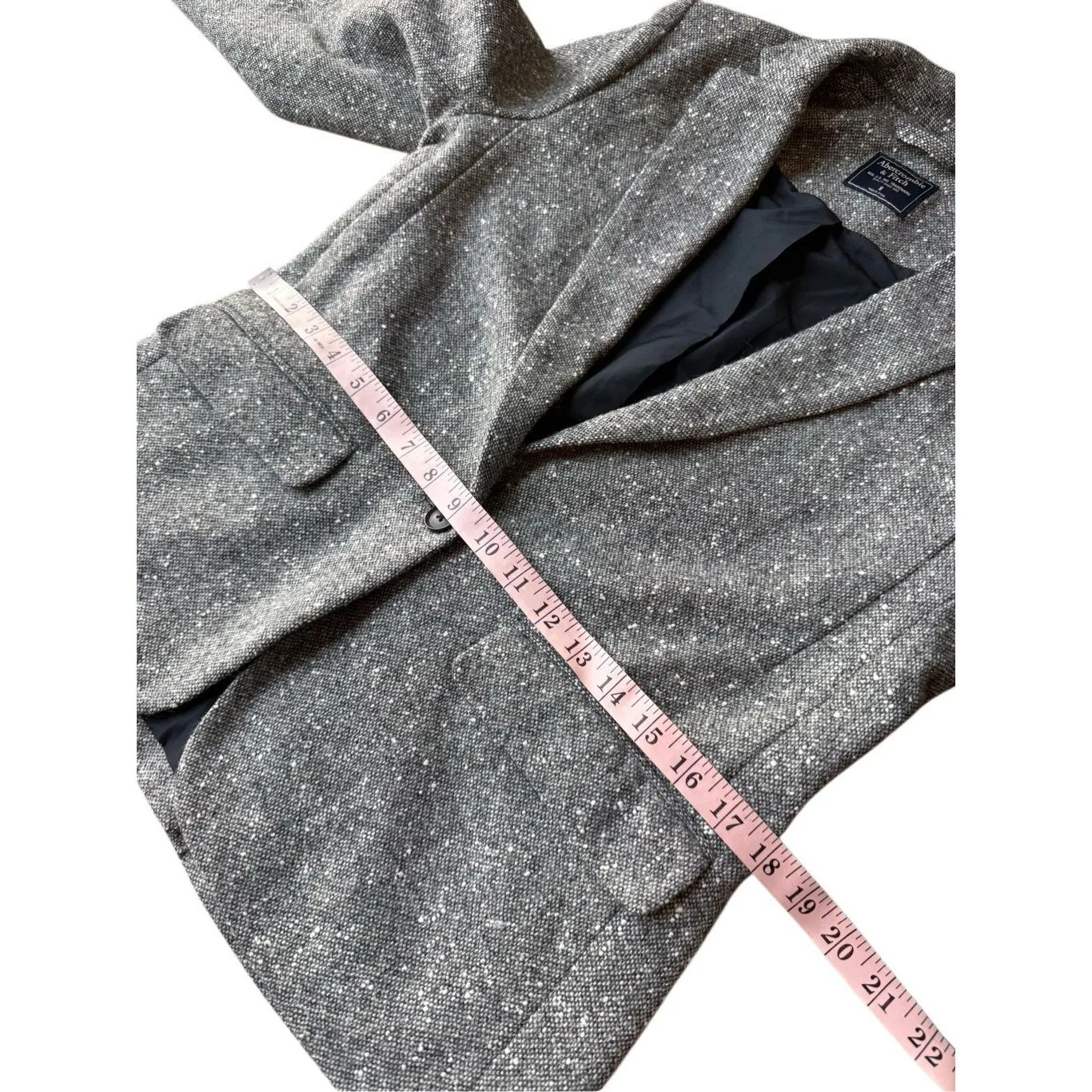 Abercrombie & Fitch Textured Grey Wool-Blend Tweed Blazer Size 8 - Image 10