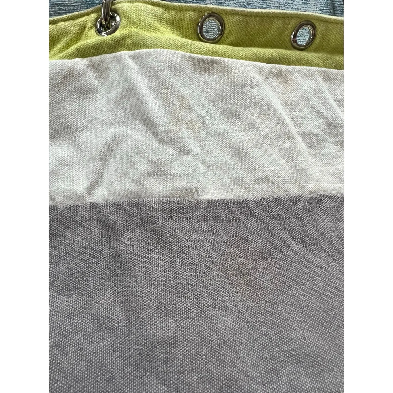 Banana Republic Yellow Green Cream Gray Cotton Canvas Zip Top Bucket Bag - Image 10