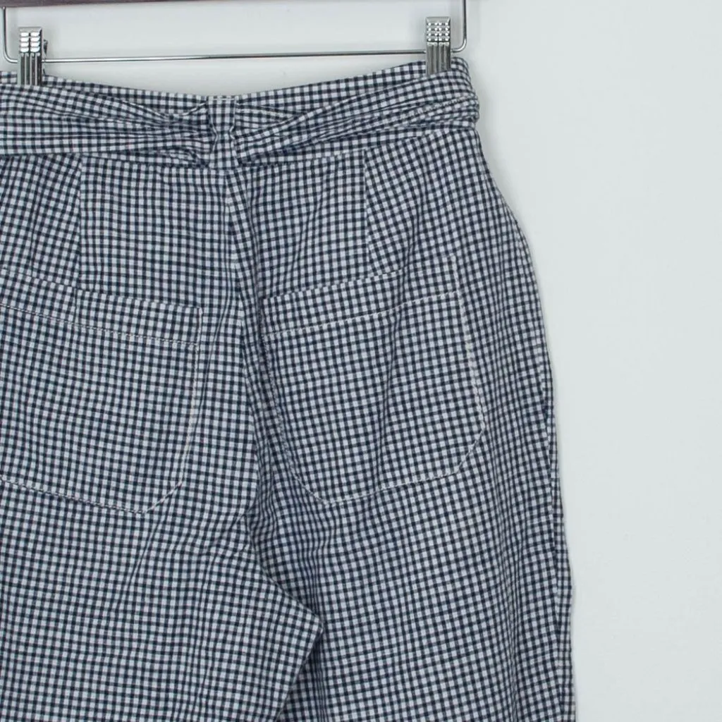 Anthropologie Cartonnier Womens Crop Gingham Linen Blend Pants Size 10 Tie‎ Belt - Image 8