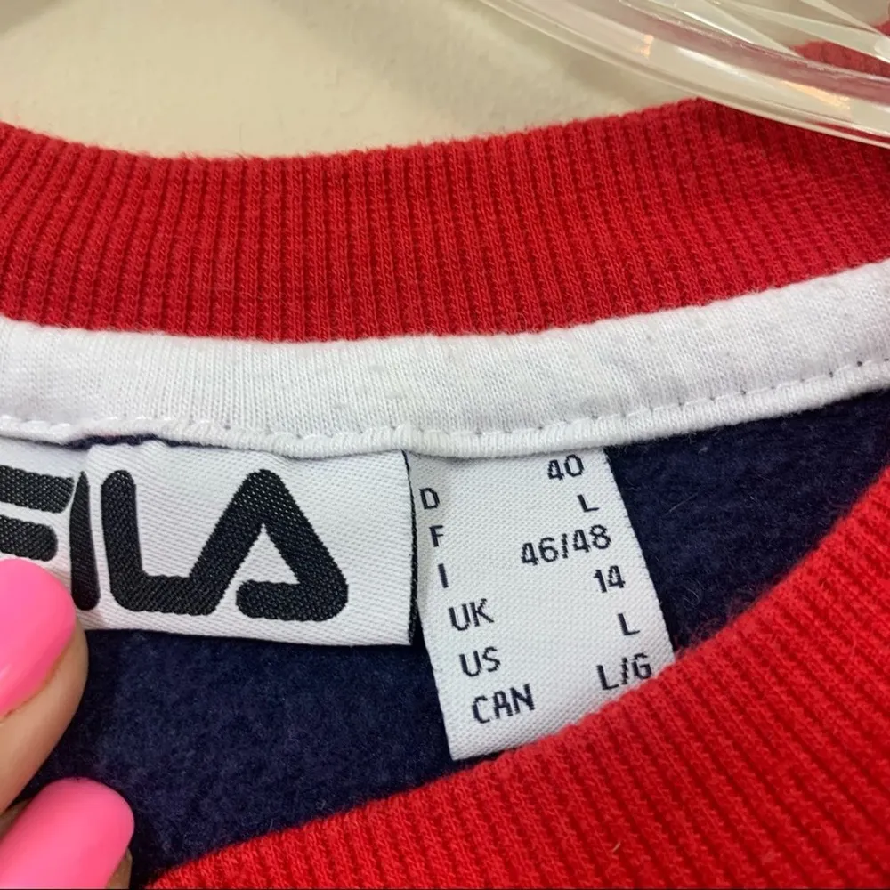 Fila Logo Long Sleeve Crop Navy/Red/White Sweater Shirt - Image 3