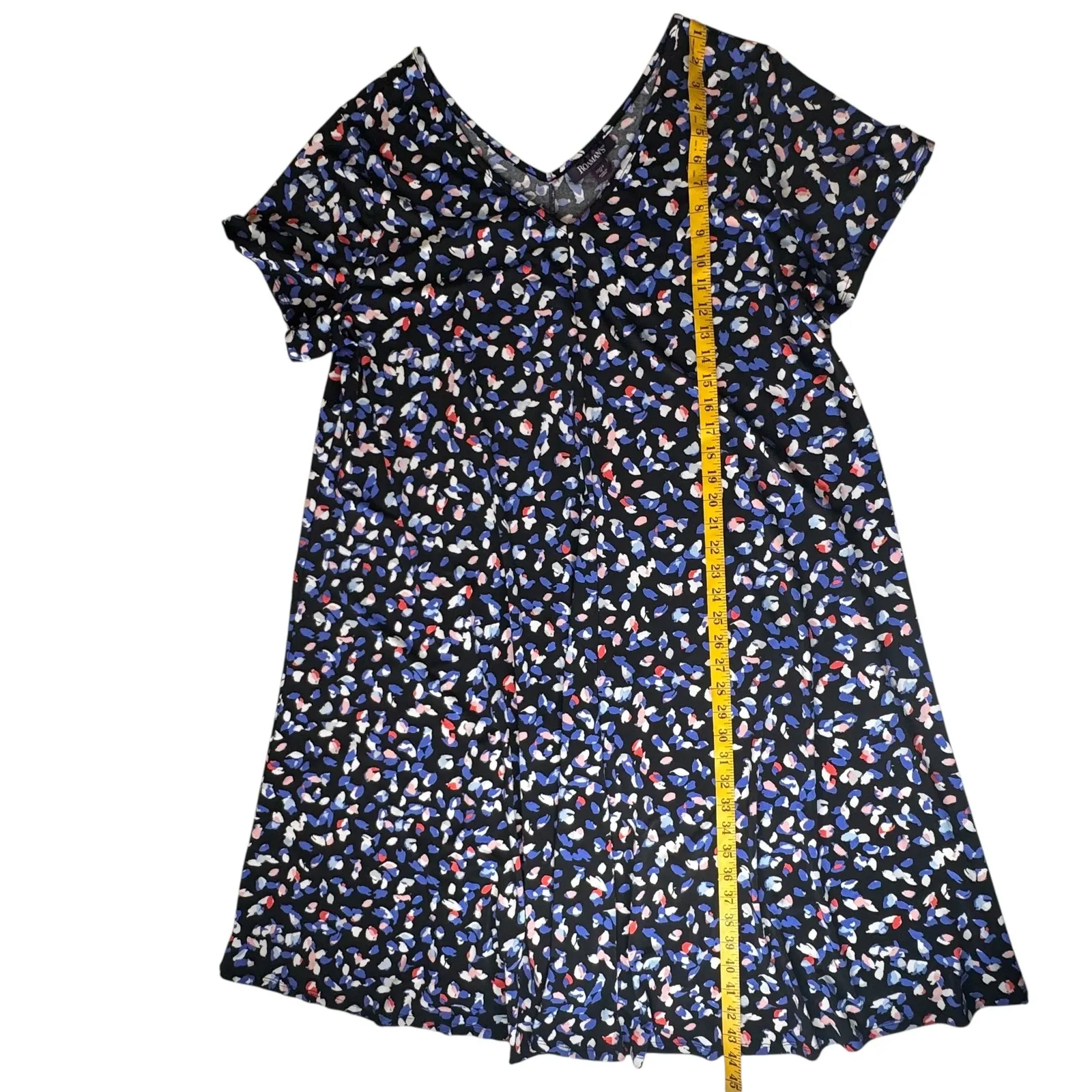 Roamans Multicolor Abstract Print Midi Dress Size 22/24‎ Stretch V - Image 7