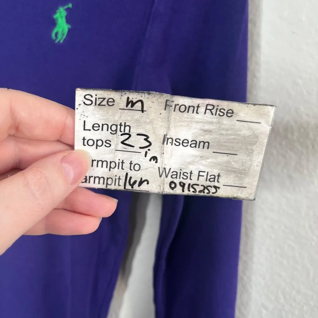 Ralph Lauren Sport Purple Preppy Long Sleeve logo Shirt medium - Image 10