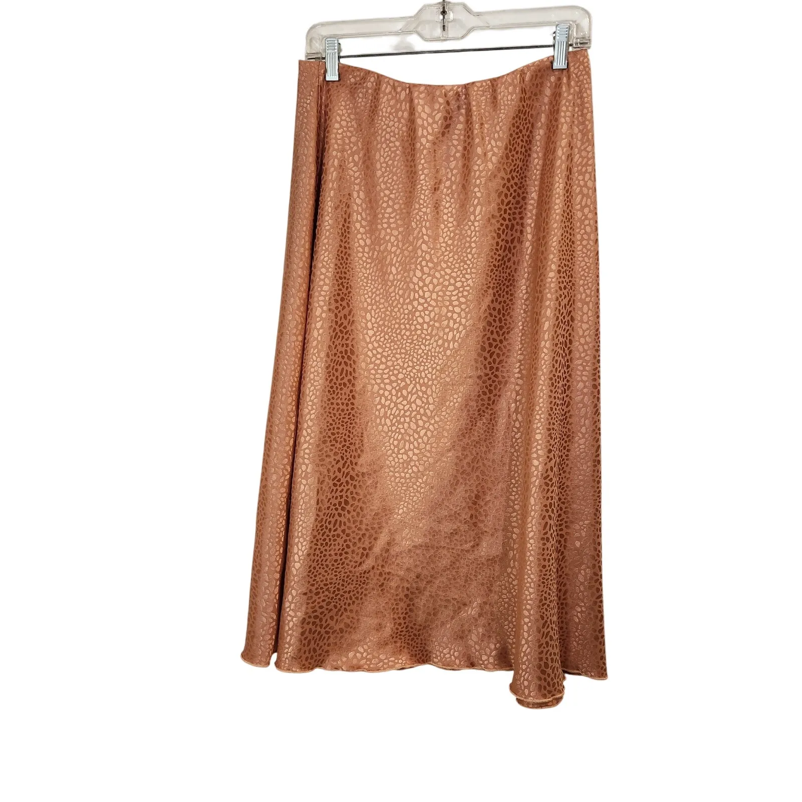 Nicole Miller Orange Animal Print Elastic Waist Satin A-Line Midi Skirt Size XL - Image 2