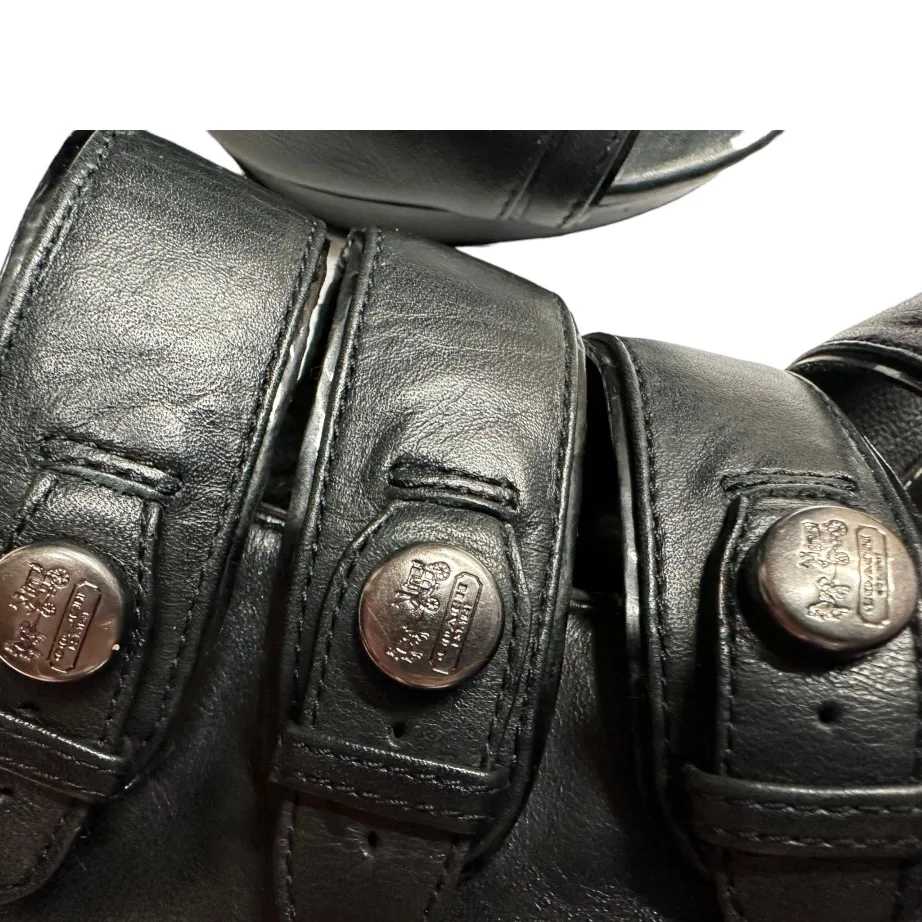 COACH SANDRA CALF BLACK LEATHER OPEN TOE‎ STRAPPY HEELS PLATFORM Size 6.5 - Image 9