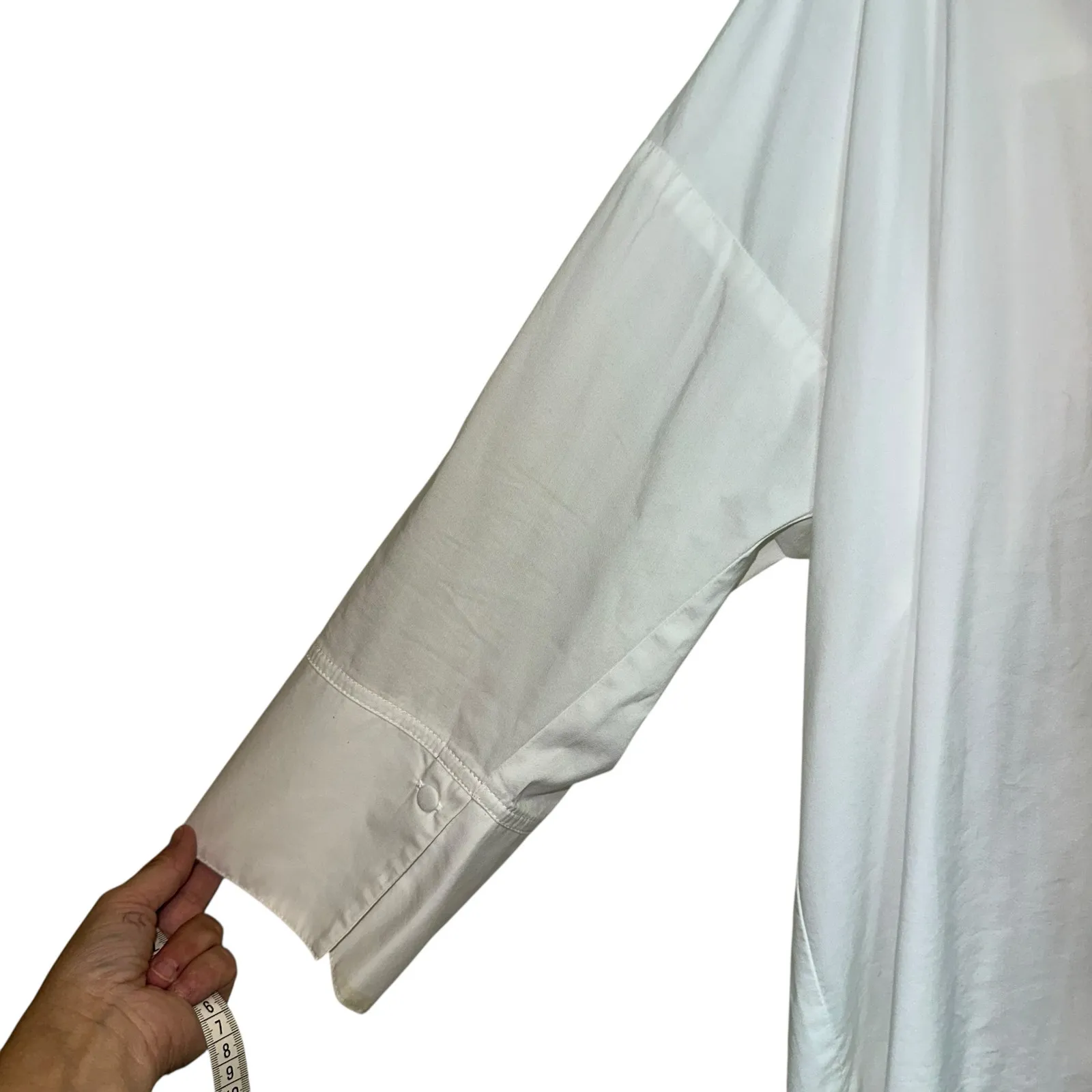 J. Jill White Shirt Collection White Mock Neck High Low Blouse Size L - Image 3