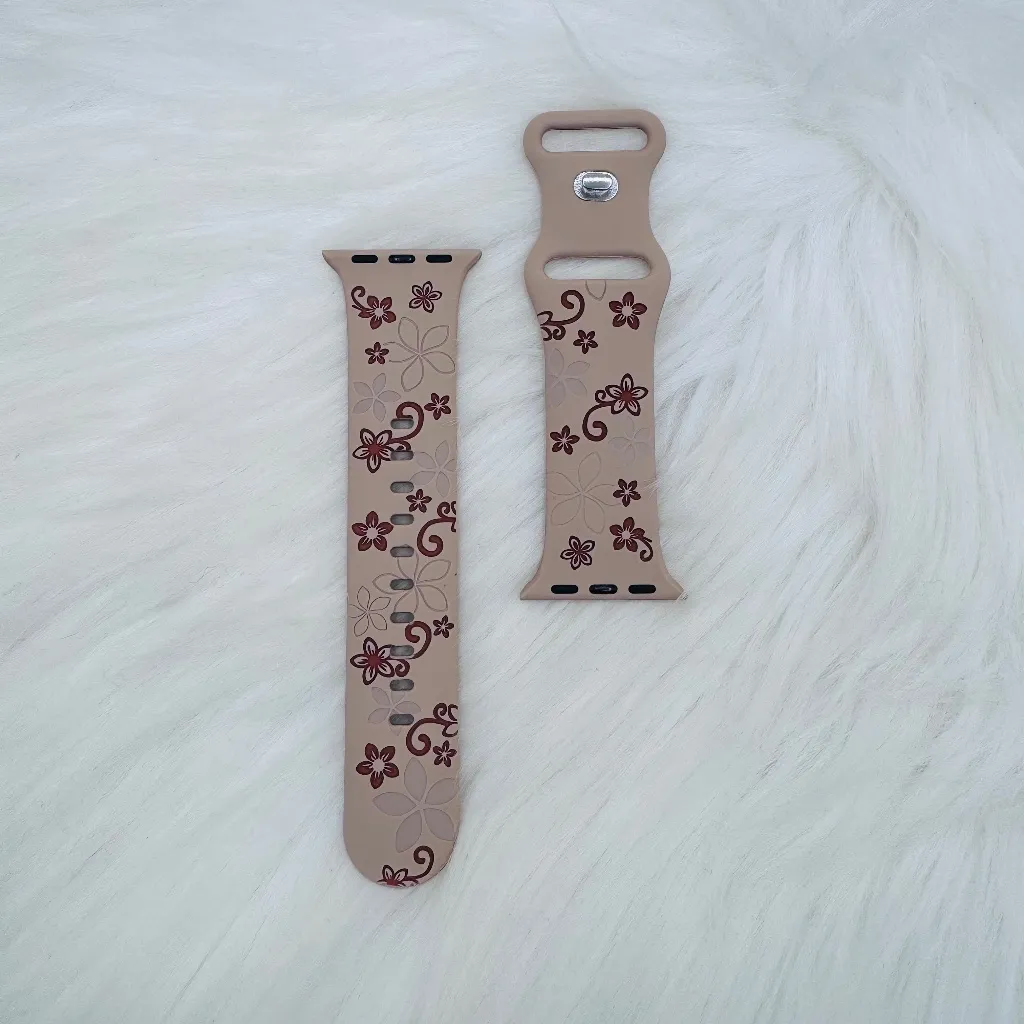 New Floral Watch Band For Apple Watch Series 38mm / 40mm / 41mm in Latte Brown - Image 4