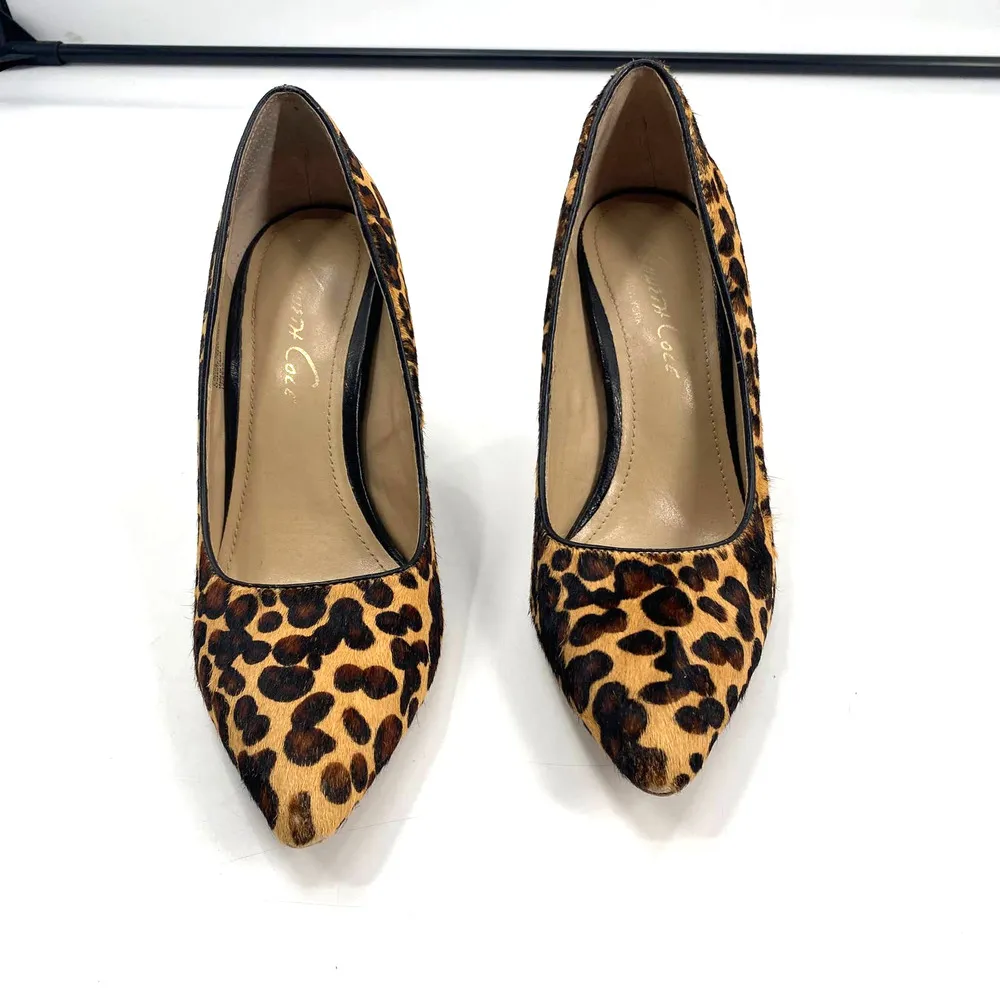 Kenneth Cole Bon-Together Leopard Animal Print Calf Hair Pointed Heeled Pumps 7M - Image 4
