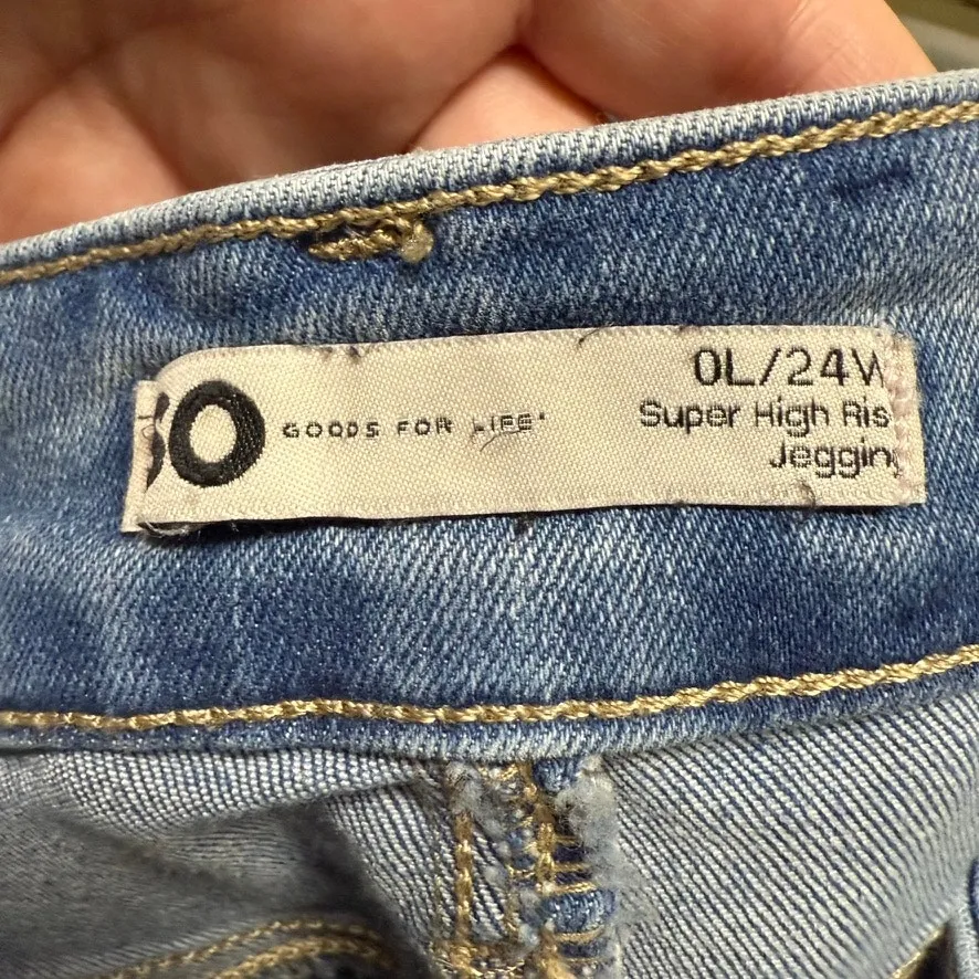 So Jeans Womens Size 0 Long 24 W Super High Rise Jegging‎ Blue Ripped Distressed - Image 8