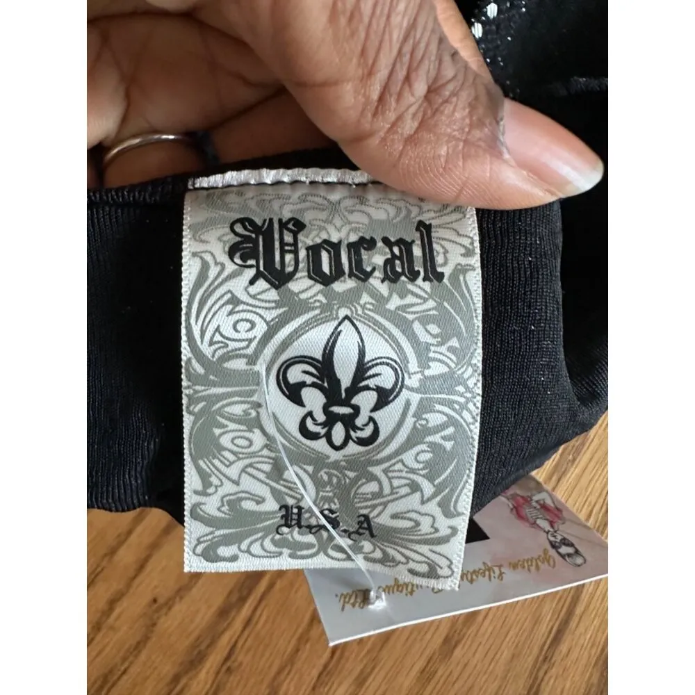 Vocal Black & Silver Sequin Long Sleeve Sparkling Open Front Cardigan Small - Image 4