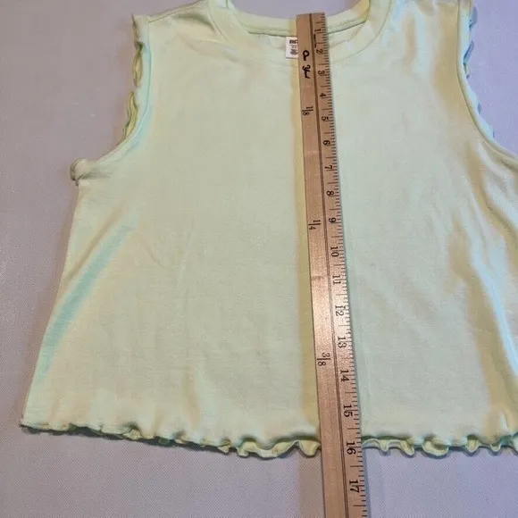 BP Womens Lettuce Edge Sleeveless Tank Top - Green Crop Top -‎ Size XS - Image 8