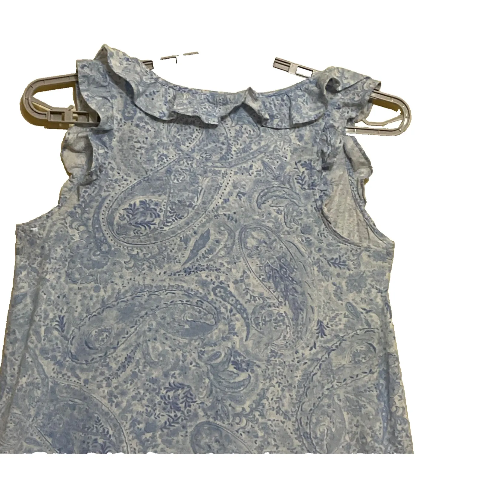 Lauren Ralph Lauren‎ Paisley Sleeveless cotton white & blue women's Nightgown  M - Image 9