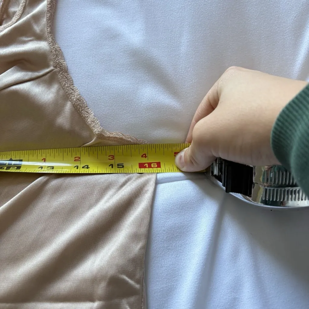 Vintage 90s Y2K Cami Camisole Womens Size Small Tan Beige Boudoir Sexy Nylon - Image 2