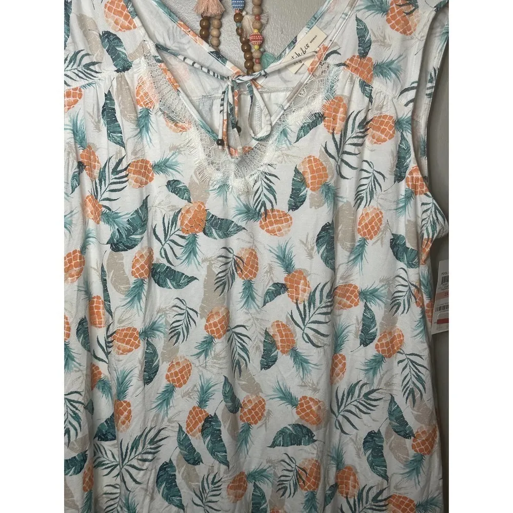 Style&Co Women's‎ Printed Pineapple Bridge NWT 2X - Image 2