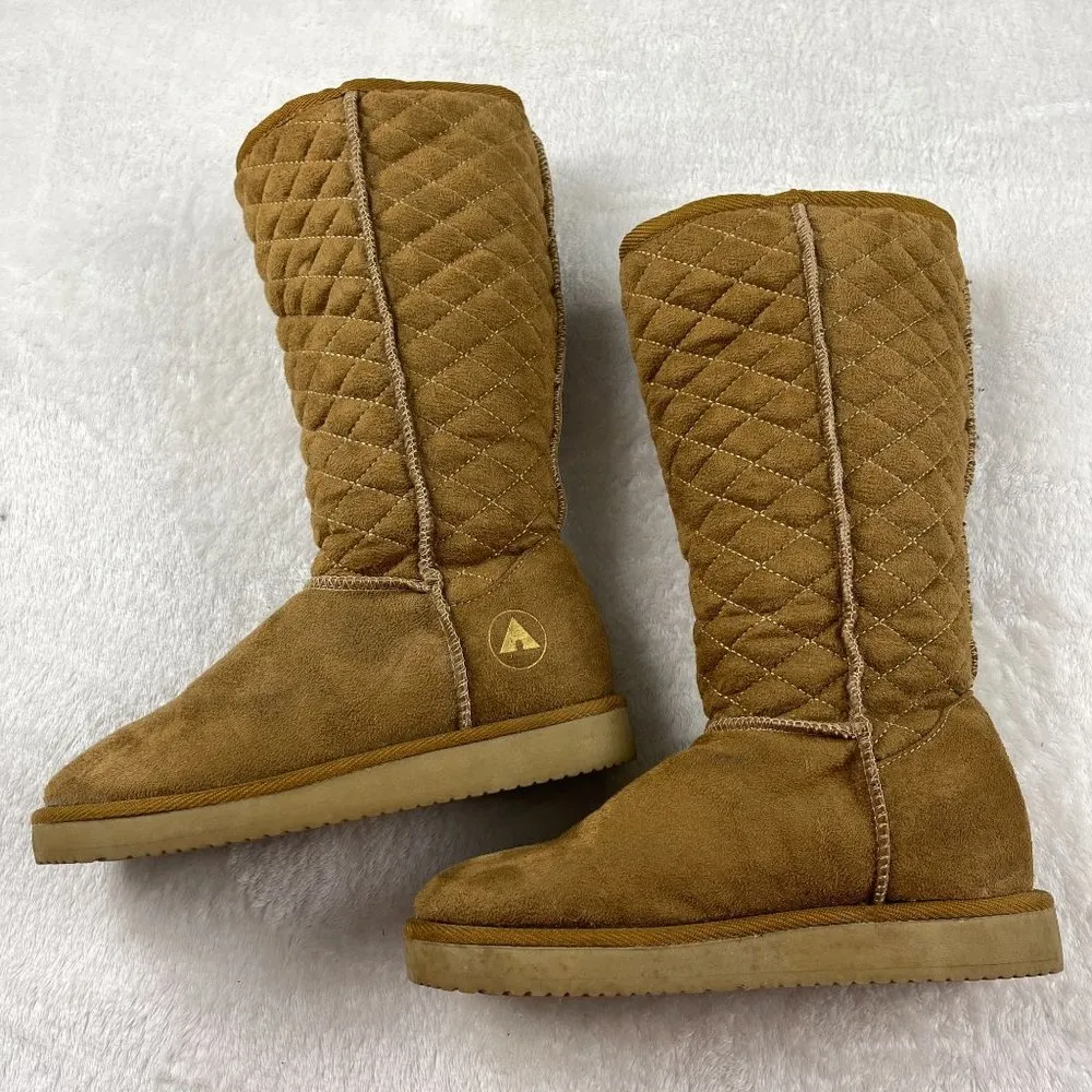 Airwalk Quilted Teagan Fur Lined Boots Womens Size 5.5 Cognac Brown Midcalf Warm - Image 2