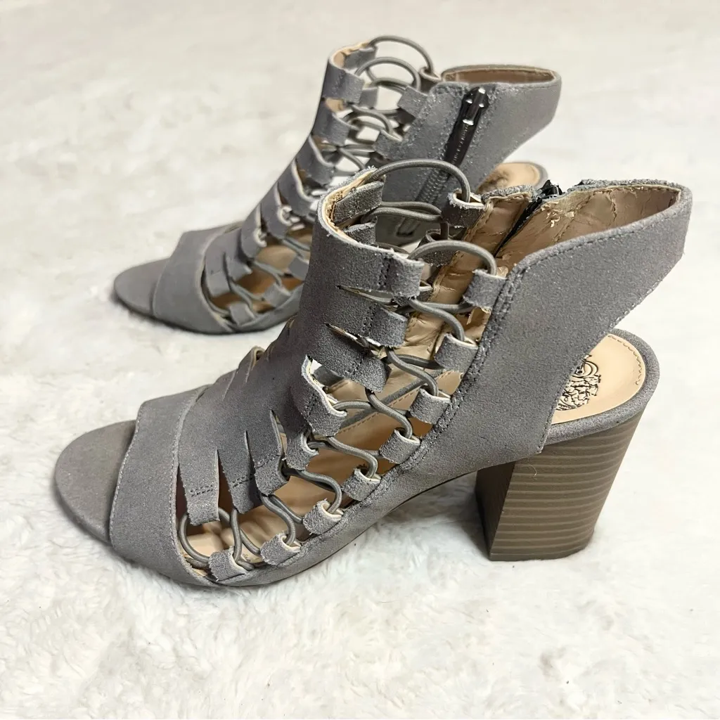 Vince Camuto Silver Gray Caged Gladiator Heeled Sandals Size 7 - Image 5