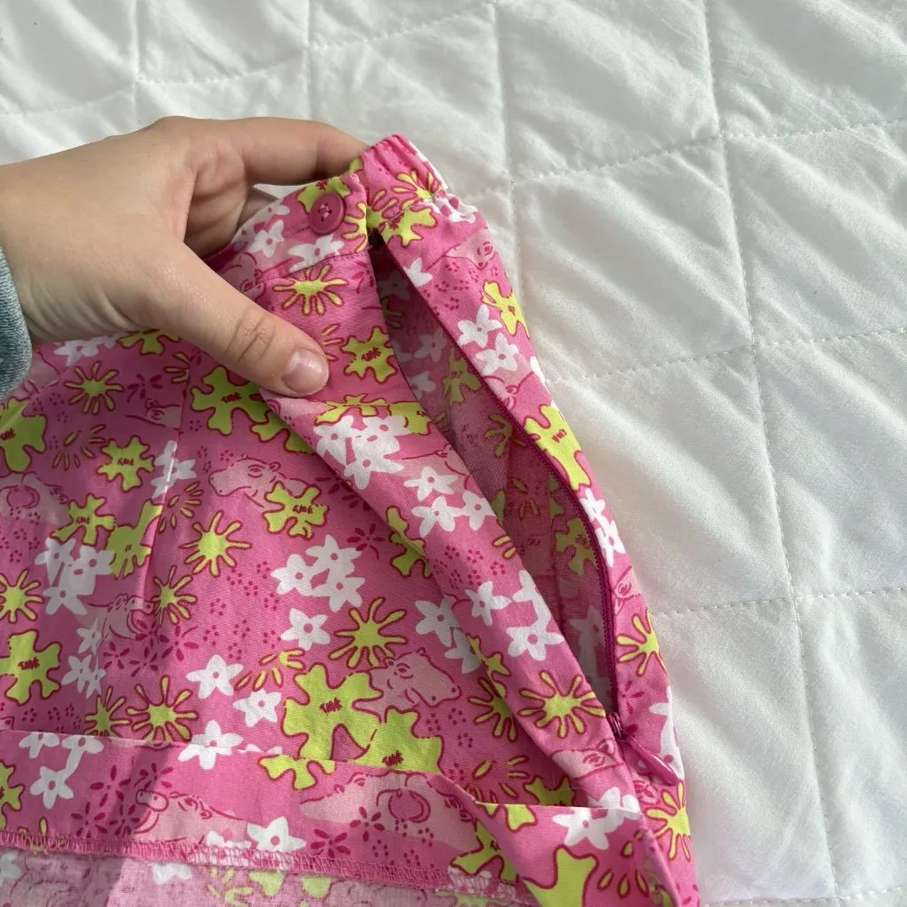 Vintage 90s Y2K Cathy Daniels Skort Skirt Womens Pink Green Hippo Floral Golf - Image 7