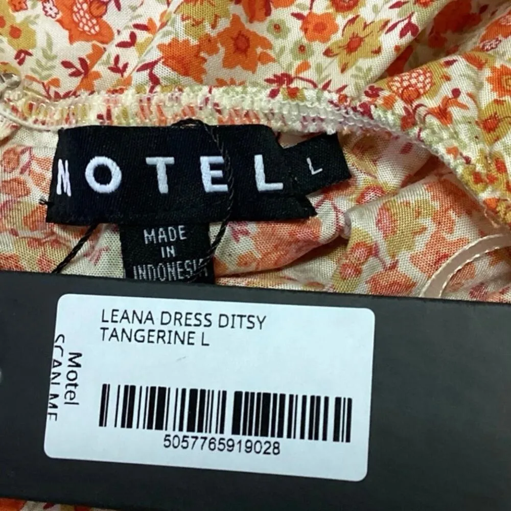 NEW Motel Orange Leana Ditsy Floral Halter Plunge V Sleeveless Mini Dress Size L - Image 3