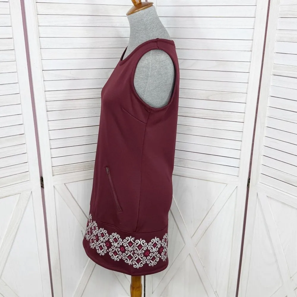 Athleta Sleeveless Tunic Fleece Lined Scuba Knit Dress Maroon Small‎ - Image 2