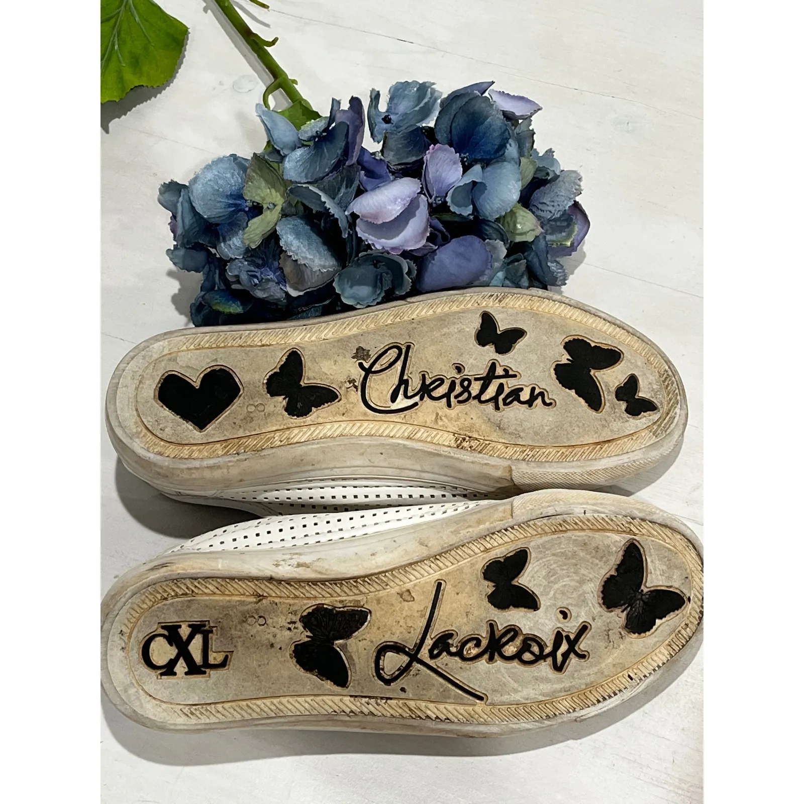 Christian Lacroix White Leather Sneakers Perforated Detail Women's - Image 8