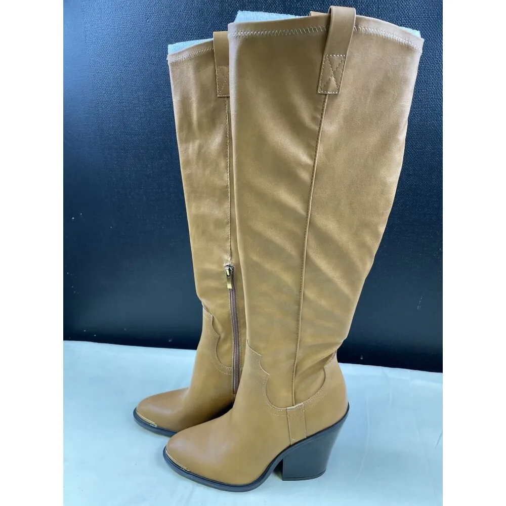 Franco Sarto Women's Camel Stretch Tall Boots/Shoes Heels 4" Size 9M SKU 5163 - Image 4