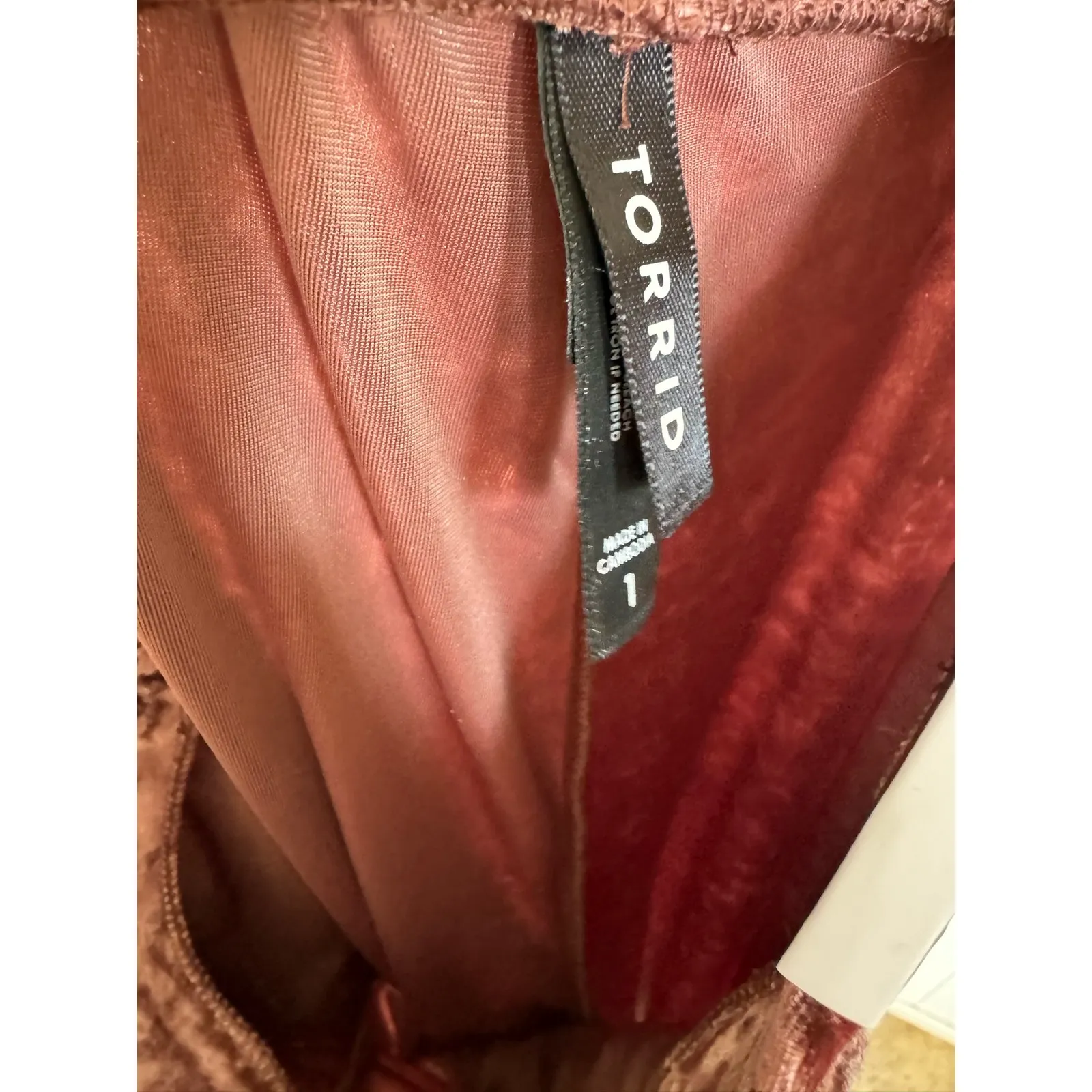 Torrid Womens‎ Pants Sz 1 1X 14 16 Full Length Crushed Velvet Pocket Flare Brown - Image 6