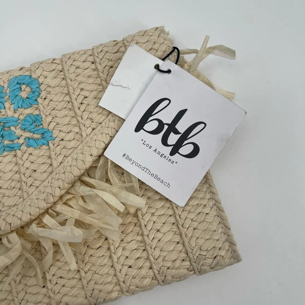 BTB Beyond the Beach Clutch 'Good Times' Natural Turquoise Beach Travel Vacation - Image 4
