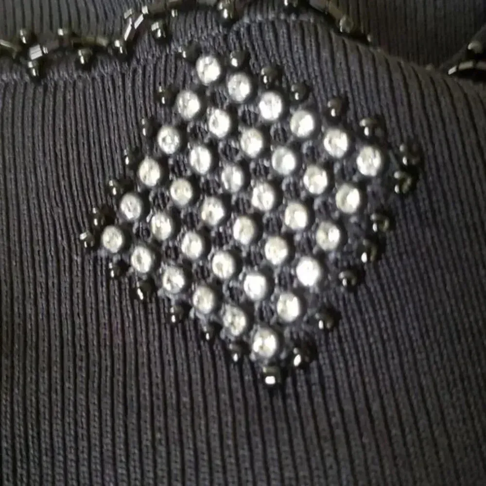 BCBG‎ Maxazria Sequins Diamond Sleeveless Sweater Black Silver 2X - Image 4