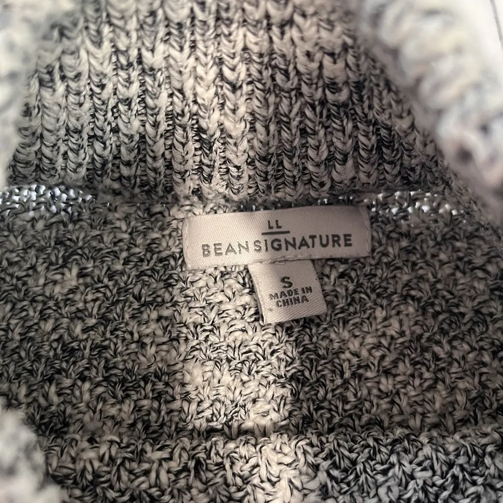 LL Bean Marled Gray Black Mock‎ Neck Linen Blend Ragg Pullover Sweater SMALL - Image 8