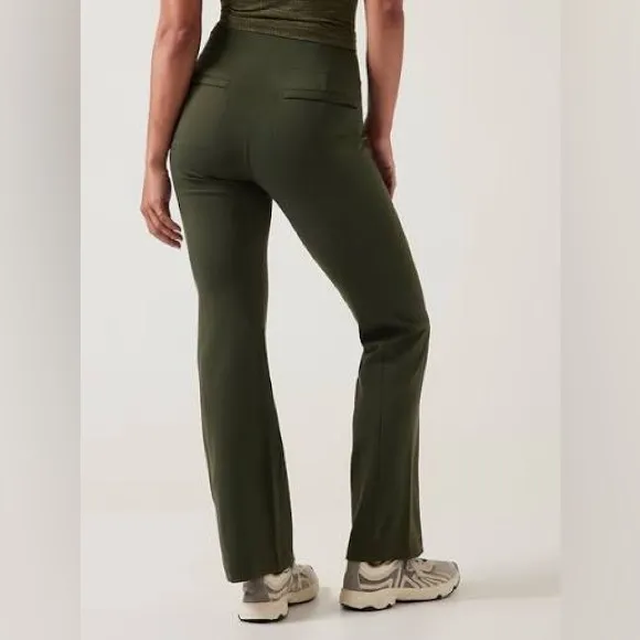 Athleta Delancey High Rise Pants Olive Green Aspen Straight Leg Yoga Size Small - Image 3