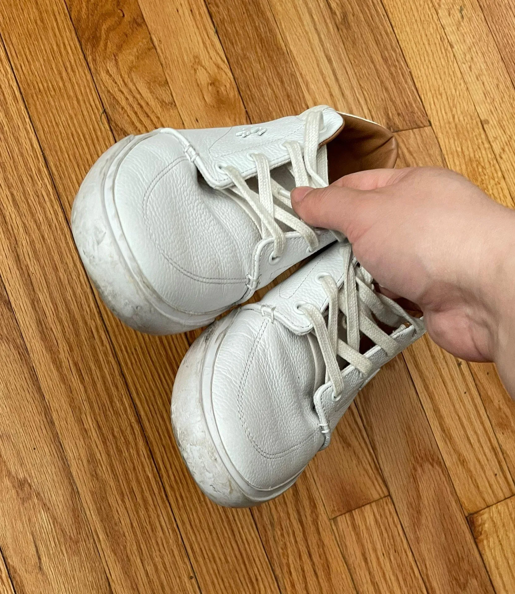 Leather Fashion Sneakers Lace Up Chunky Square Toe Unisex - Image 4