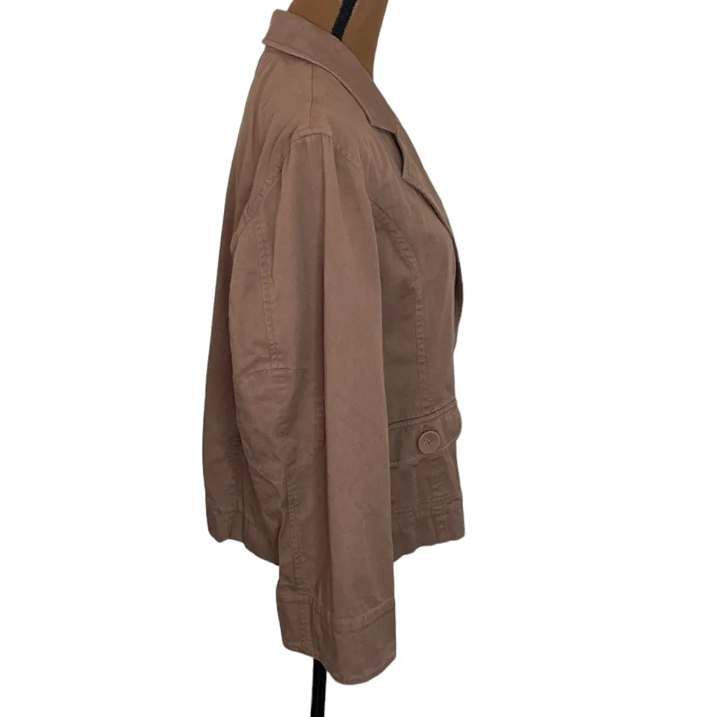 J Jill brown cotton lagenlook two button lightweight blazer size XL petite - Image 4