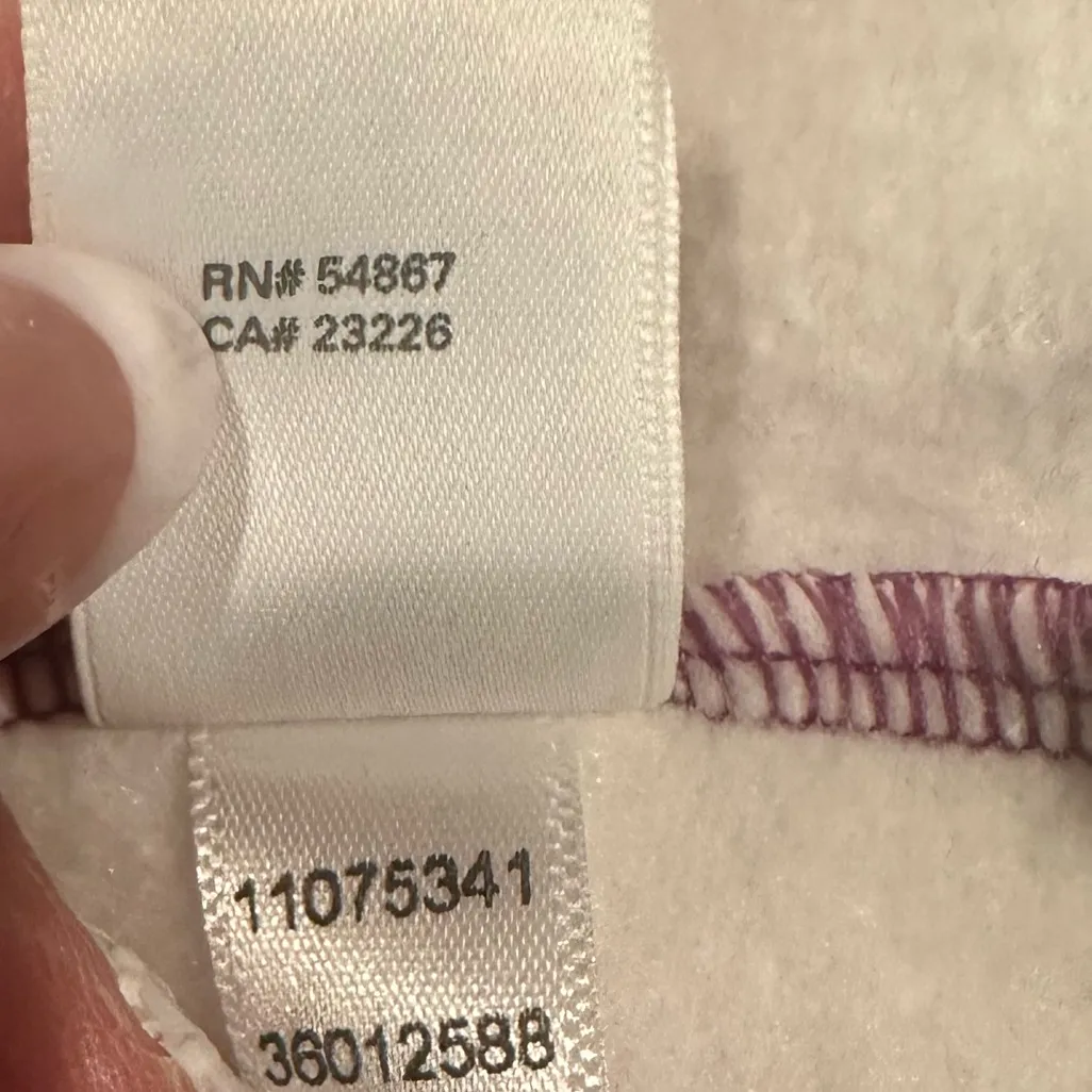 Victoria's Secret White Purple Pink Slouchy Pullover Sweatshirt Wide Neck Top M - Image 9