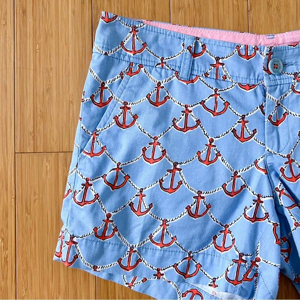 Lilly Pulitzer Blue Orange White Anchors Away Callahan Cotton Shorts 2 - Image 2