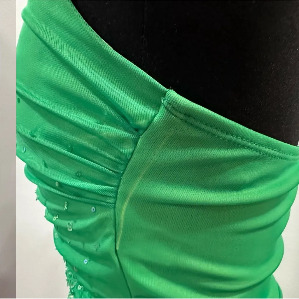 Rampage Green Sequin Halter Ruffle Y2K Dress Medium M - Image 5