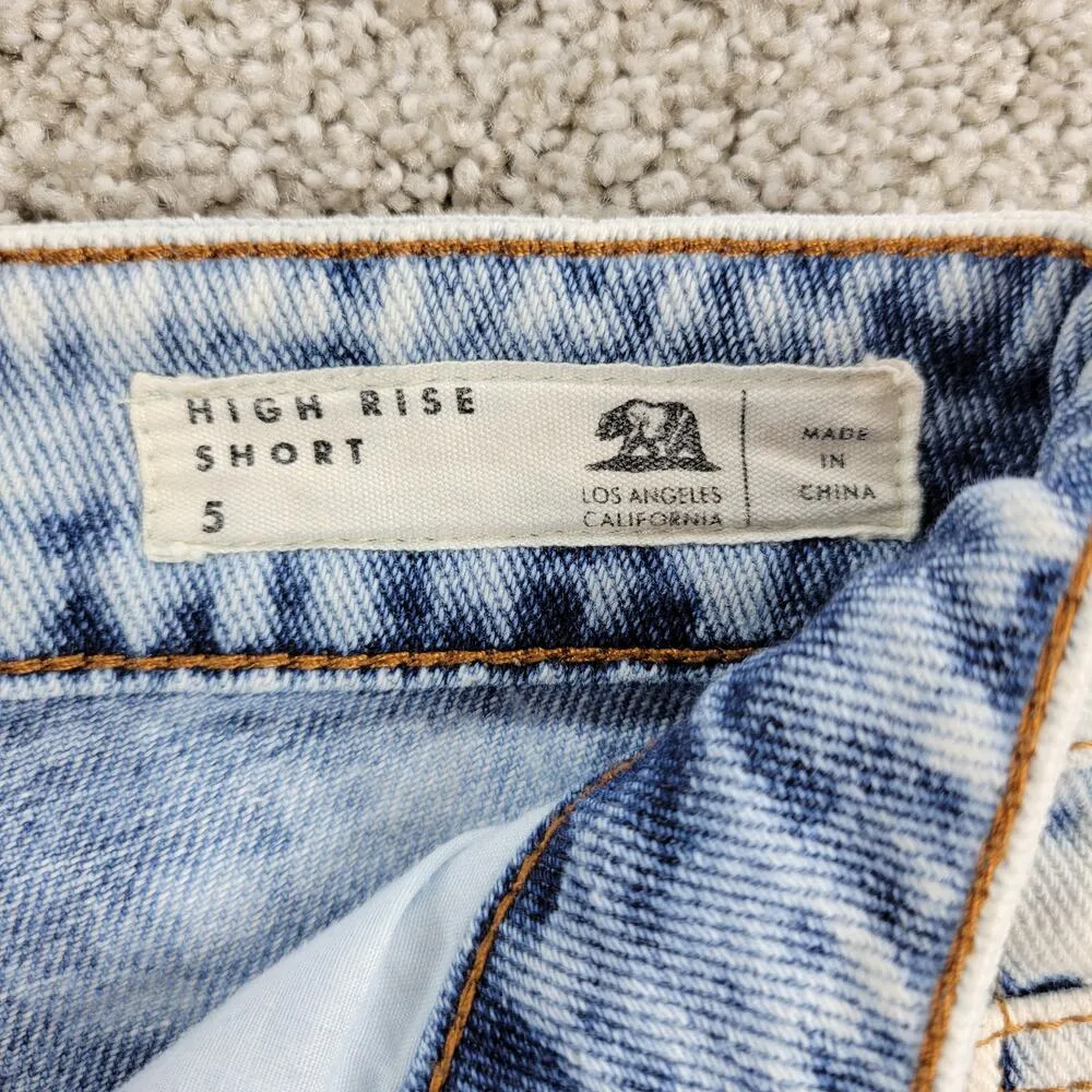 Bullhead Womens High Rise Shorts 5 Blue Light Wash Denim Distressed Hot Pants Size 25 - Image 12