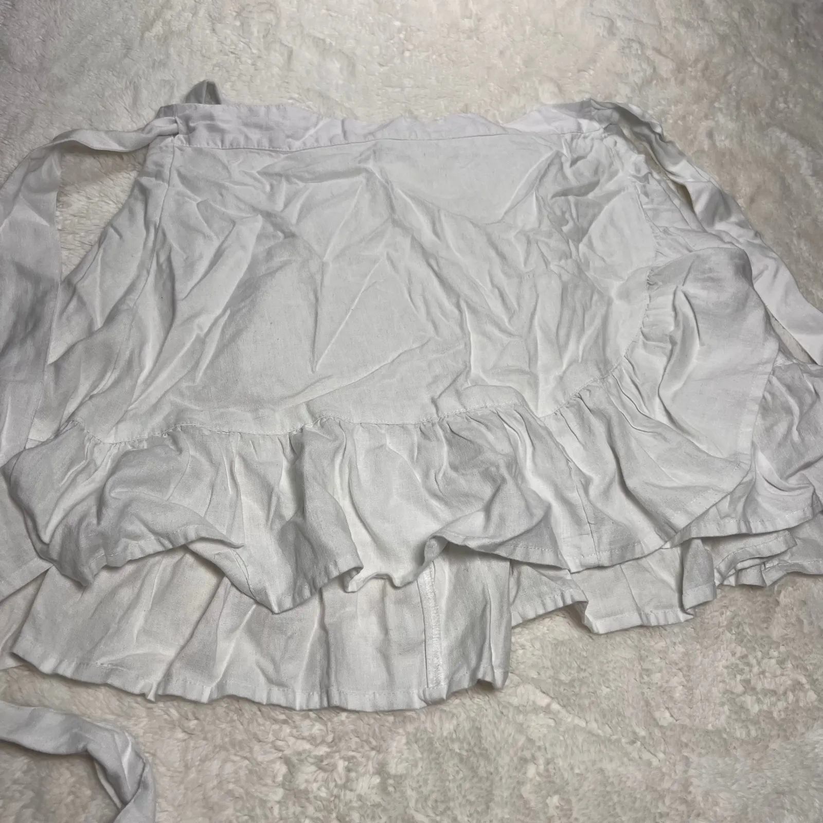 Aerie Women's White Linen Blend Ruffle Wrap Mini Casual Skirt Size Medium NWT - Image 2