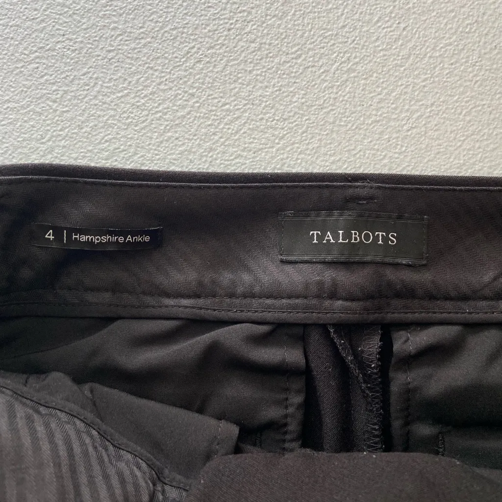 EUC‎ Talbots women’s solid black Hampshire ankle dress pants split hem stretch 4 - Image 5