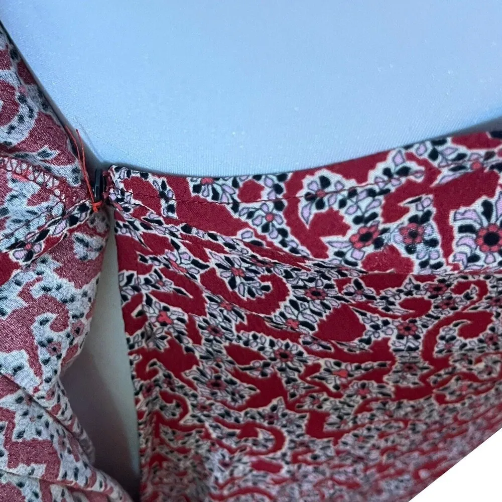 Ba&sh Camille Wrap Dress In Carmin Floral Mini V Neck Red Women’s Size XS - Image 9