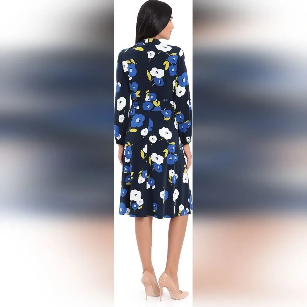London Style Collection Floral Dress with Long Sleeves (6) - Image 2