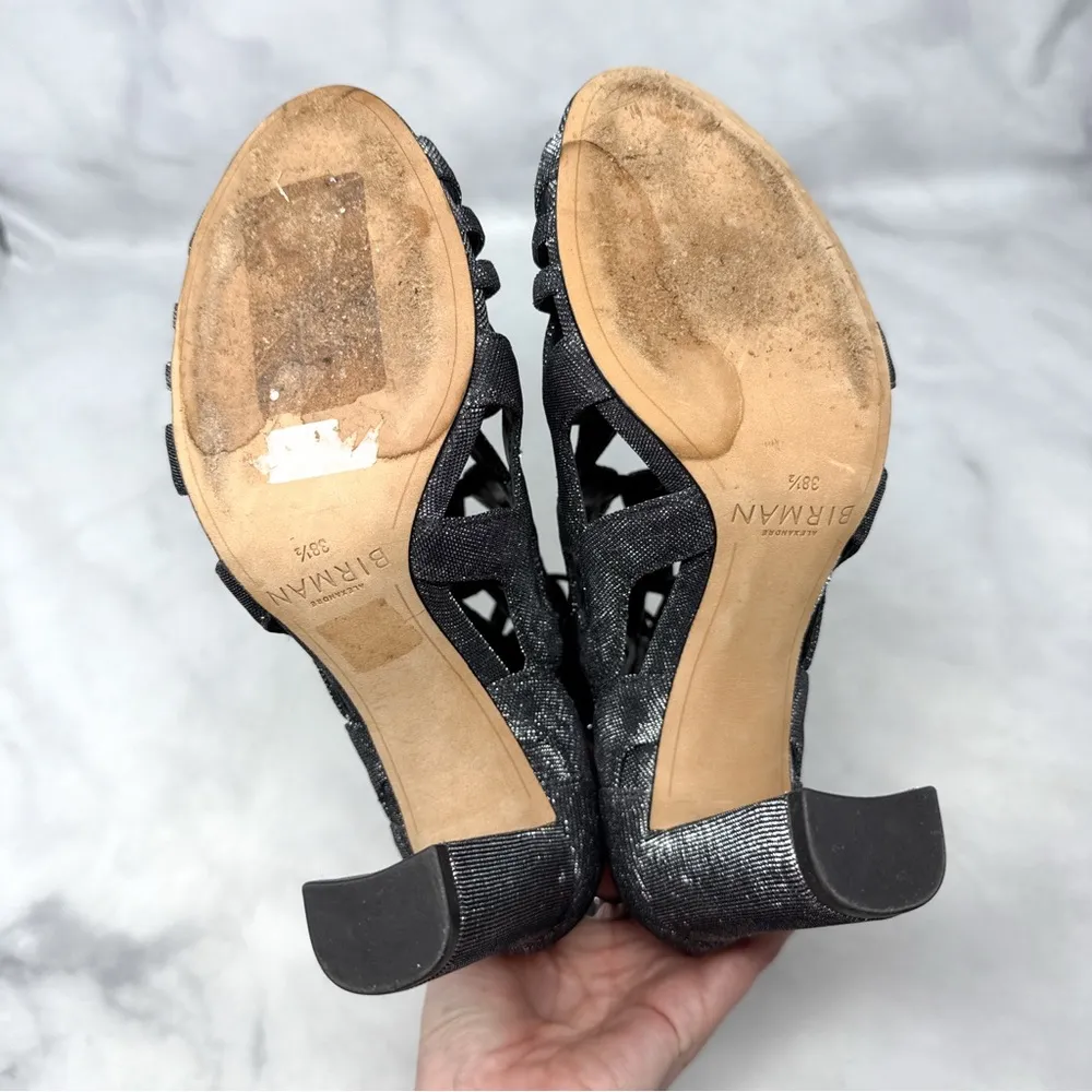 Alexandre Birman Loretta Metallic Caged Block Heel Sandal Booties Silver 38.5 - Image 10