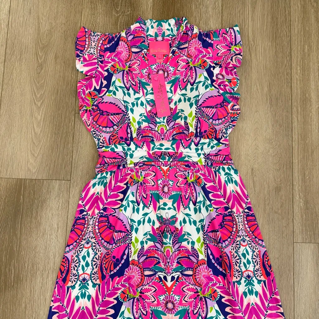 NWT Lilly Pulitzer Adriann Flutter Sleeve Maxi Dress Size Medium - Image 3