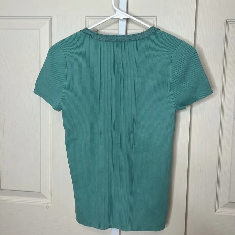 Rena Rowan Y2k milkmaid Cottagecore Square Ruffle Neck Ribbed Cotton Tee… - Image 4