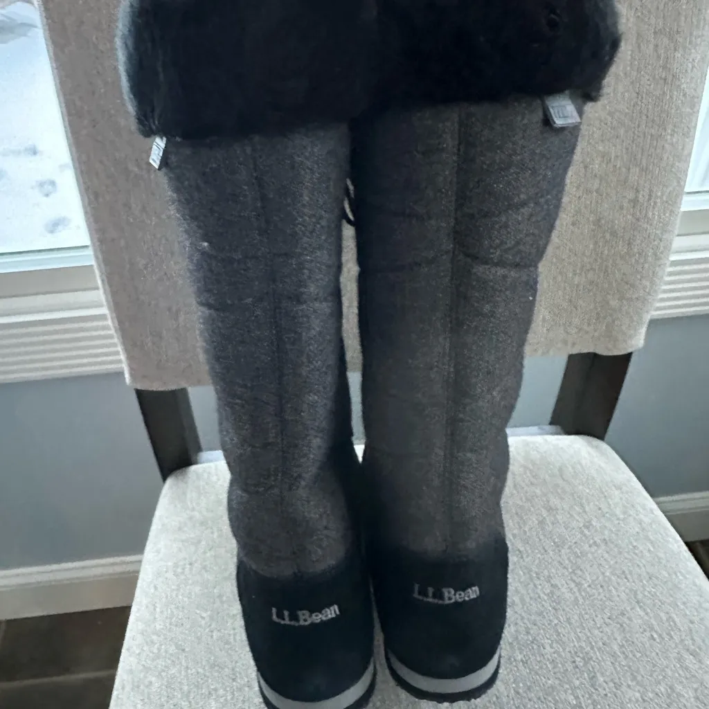 L.L. Bean Women's Black and Gray Winter Boots Size 9 - Image 5