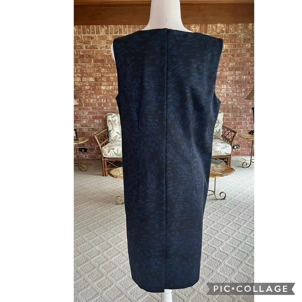 Mario Serrani Italy Dress Ponte Knit Sheath Black Blue Sleeveless L Party Work - Image 10