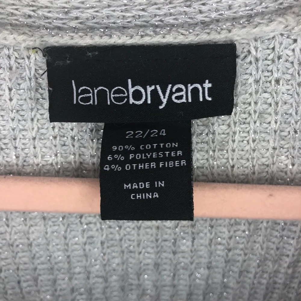 Lane Bryant Sweater Silver-Grey V Neck Sweater Sz 22/24 (3X) GUC Chunky Knit - Image 5