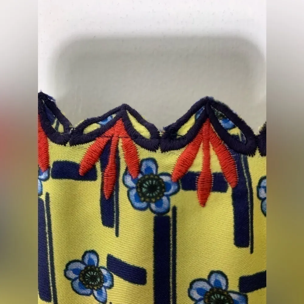 Johnny Was Dinah blue Silk Floral-Print Top with Embroidered Detail M - Image 7