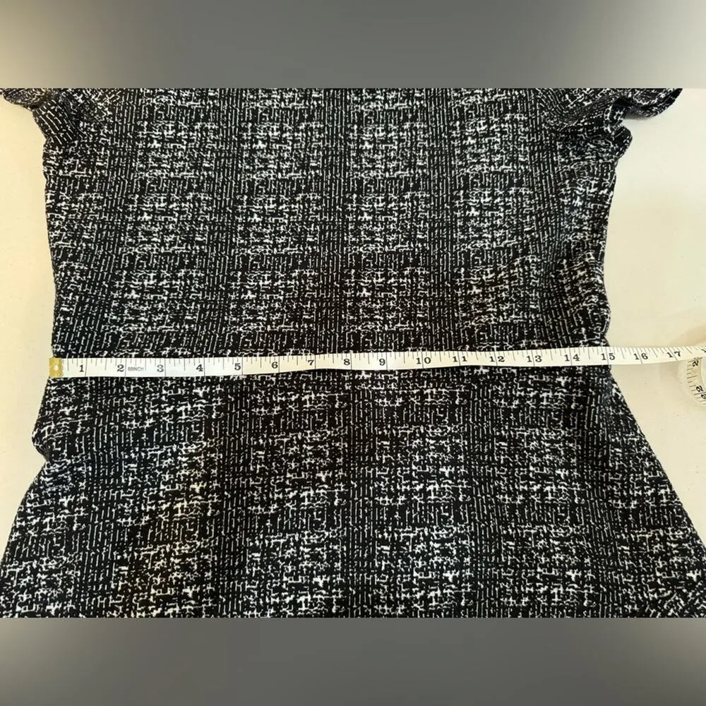 Maison Jules Black & White Dress Size Medium Twirl Skirt Flowy Elevated Office - Image 7