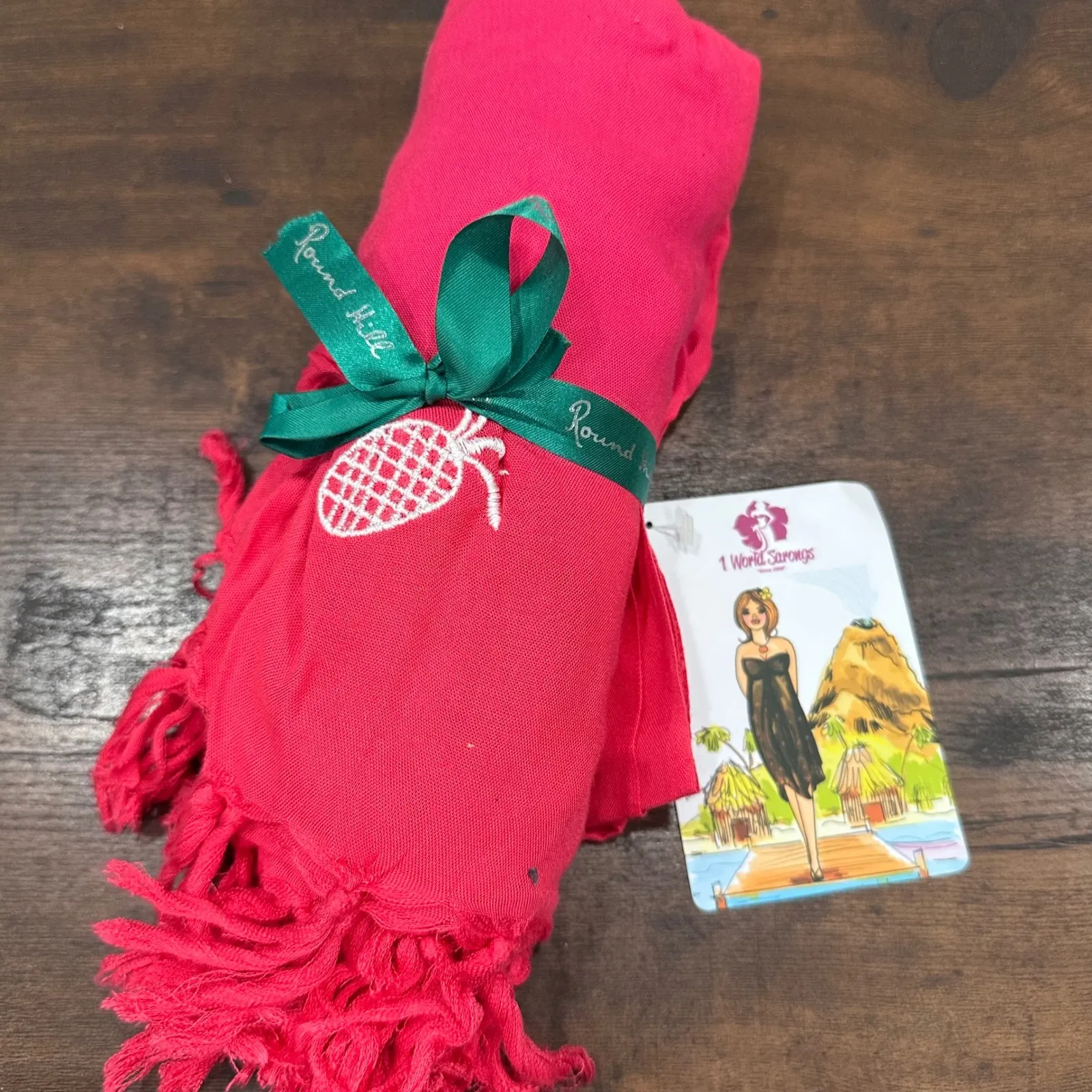 NWT Round Hill Resort 1 World Sarong Cover Up Dress Pineapple Pink Rayon Fuschia Size undefined - Image 8