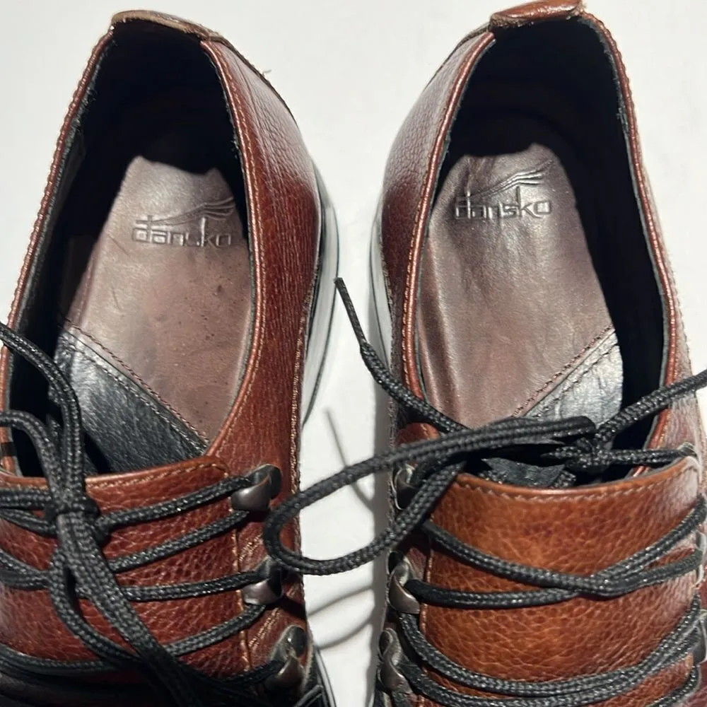 Dansko Janika Brown Leather Lace Up Clogs Shoes Size 40/10.5-11 Anti-Fatique B62 - Image 5